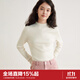 樂町波浪領(lǐng)線套衫女20秋冬季新款針織打底衫修身毛衣百搭上衣 白色(現(xiàn)貨) S