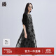 播新中式連衣裙女商場(chǎng)同款中長(cháng)款文藝風(fēng)假兩件罩衫裙子BDR1LD0073 K44玄黑花 M