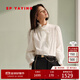 EP雅瑩2025秋裝新款女裝 復(fù)古通勤荷葉邊立領(lǐng)白色棉襯衫2230A 白色 M