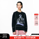 幻走（MOVEUP）2025秋季新款.FUN系列圓領(lǐng)貓咪印花打密邊短款T恤女 黑色 M