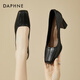 達(dá)芙妮（DAPHNE）高跟鞋女新款法式方頭通勤粗跟復(fù)古職業(yè)宴會(huì)工作單鞋 黑色 7.5cm 36 (230mm) 標(biāo)準(zhǔn)碼