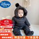迪士尼（Disney）新生嬰兒羽絨連體衣服冬季0-1男女寶寶秋冬裝外出抱衣服輕薄包腳 黑色 配套手腳套 80 建議75-85cm9-12月cm