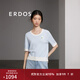 ERDOS 春夏圓領(lǐng)雙提短袖純棉法式文藝復古修身女套衫針織衫 天青色 M 160/84A