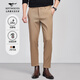 七匹狼休閑褲男加絨褲冬季加厚保暖褲男裝純色直筒長(cháng)褲子男通勤商務(wù)褲裝 701(卡其)-黃金絨 36