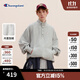 Champion冠軍加絨衛衣男女2025秋冬新款立領(lǐng)潮牌保暖休閑按扣半高領(lǐng)上衣 淺灰色 M