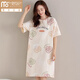 莫代爾夏季薄款睡裙女短袖純棉睡衣連衣裙女生寬松中長(cháng)款全棉休閑家居服 X1508米白愛(ài)心 L 衣長(cháng)94適合100-120斤