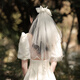 締晶頭紗新娘主婚紗頭飾求婚儀式感拍照道具結(jié)婚領(lǐng)證登記蝴蝶結(jié)次日達(dá)
