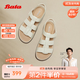 Bata羅馬風(fēng)涼鞋女2025夏季商場(chǎng)新款羊皮厚底復古軟底涼鞋AHG06BL5 米白 40