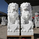 舒佩天然青石石獅子一對看門(mén)鎮家用祠堂別墅口大型漢白玉石雕理擺 精雕白玉石獅子 高80長(cháng)42寬30
