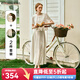 Olrain歐芮兒杏色時(shí)尚套裝女夏季新款高級感鏤空蕾絲兩件套 杏色 M