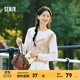 森馬長(cháng)袖襯衫女大翻領(lǐng)雪紡襯衣短背心俏皮可愛(ài)春季寬松兩件套氣質(zhì) 咖白色調00451 S