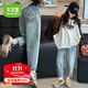 木木屋女童牛仔褲春秋炸街2025夏季兒童老爹褲寬松哈倫褲中大童洋氣長(cháng)褲 淺藍色 160 建議13~14歲【150-160cm】c