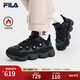 FILA 斐樂(lè )官方女鞋PEASE加絨豌豆鞋復古老爹鞋2024冬新款運動(dòng)休閑鞋 黑/影黑灰-BD 37.5