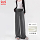 貓人（MiiOW）孕婦褲子秋外穿2025休閑糯米褲秋冬不勒肚闊腿打底褲深灰色加絨L