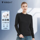 拇指白小T長(cháng)袖春秋三代T恤純棉保暖水云棉高領(lǐng)男打底衫女小高領(lǐng)黑色女 2XL