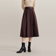 伊芙麗（eifini）朱珠代言氣質(zhì)通勤赫本風(fēng)顯瘦A字大裙擺傘裙女秋冬新款半身裙女 深咖啡 S