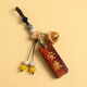 潤華年紫檀木雕刻描金鑰匙扣檀木鑰匙掛扣好運平安掛件鑰匙扣簡(jiǎn)約 紫檀木+桃木鈴鐺【安康】款
