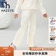 哈吉斯（HAZZYS）品牌童裝女童春新款針織長(cháng)褲簡(jiǎn)約舒適百搭款針織長(cháng)褲 米白色 160
