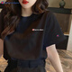 冠軍涂鴉新款短袖t恤男女同款短袖純棉夏季情侶百搭寬松休閑運動(dòng)潮牌顯瘦 黑色短袖小標 XL 身高170-175 140-150斤