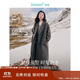 茵曼綿羊毛雙面呢外套冬女裝通勤翻駁領(lǐng)繭型氣質(zhì)長款大衣 深花灰 L 