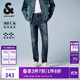 杰克·瓊斯（JACK&JONES） 潮流時(shí)尚LOGO皮標彈力修身水洗貓須舒適百搭牛仔褲男裝225132035