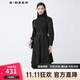 S.DEER圣迪奧2021冬季女裝時(shí)尚高領(lǐng)收腰不規則黑色連衣裙S21481218 黑色/91 S/160