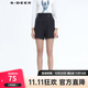 sdeer圣迪奧2022冬季女裝保暖舒適高腰熱褲無(wú)彈力時(shí)尚皮質(zhì)拼接毛呢A字短褲S20480902 深灰/97 L/170