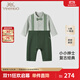 英氏【商場(chǎng)同款】嬰兒衣服春夏長(zhǎng)袖男寶連體衣小寶寶衣服 橄欖綠 66cm （推薦3-6個(gè)月）