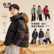 左西男童羽絨服冬季2025新款保暖兒童三防連帽面包服外套 黑色 160