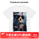 Charlie Luciano【羅云熙同款】匹諾曹印花cl情侶男女同款短袖男潮牌休閑潮流T恤 白色 S 165