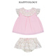 happyology英國兒童春夏裝新品荷葉邊童裝碎花小飛袖女童拼接套裝 復古玫瑰花 92 (92cm)