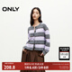 ONLY秋冬時(shí)尚潮流圓領(lǐng)撞色條紋含羊毛針織衫女|12433B016 C32 香紫粉色 S (160) 80A
