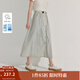 茵曼（INMAN）【原紗防曬】茵曼UPF50+皺感半身裙女2025年夏季新款高腰工裝傘裙 淺灰白 L