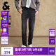 杰克·瓊斯（JACK&JONES）【衣啟贏(yíng)運】男裝25年秋冬季加絨牛仔褲男905錐形刺繡彈力褲子男 A16深灰牛仔 常規 36 185 W36/L32