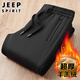 吉普（JEEP）超厚羊羔絨秋冬季休閑褲直筒加絨運(yùn)動(dòng)男褲中年爸爸衛(wèi)褲褲子 黑色【超厚羊羔絨】 XL【建議138-155斤】