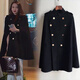 離境天斗篷雙面羊絨大衣女戚薇明星同款中長(cháng)款毛呢外套女秋冬季法式洋氣 黑色 4XL 均碼