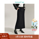 茵曼（INMAN）簡(jiǎn)約通勤開(kāi)叉半身裙2025春秋季女裝新款顯瘦高腰A字包臀中長(cháng)裙 午夜黑 S