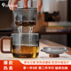 全度高硼硅耐高溫辦公杯茶杯煙灰色杯子簡約帶過濾茶水分離玻璃杯迷你 墩墩杯大號煙灰色 450ml 1只
