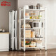 蟻伽 免安裝廚房置物架 落地多層可移動(dòng)折疊書(shū)架收納架貨架 白色5層70