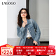 LAGOGO寬松淺藍色牛仔外套女拉谷谷2025年春新款簡(jiǎn)約休閑開(kāi)衫上衣 淺牛仔藍 L