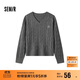 森馬（Semir）森柔毛衫|毛衣女刺繡V領(lǐng)顯瘦寬松2024絞花上衣復古風(fēng)109724107014