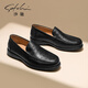 沙馳（SATCHI）男鞋新款鴕鳥(niǎo)皮商務(wù)休閑皮鞋男士套腳高檔紳士舒適輕便樂(lè )福鞋 422442027Z 41