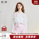 兩三事云煙成霧 2025夏季新款甜美拼布荷葉邊長袖白色上衣女寬松 白色 L