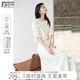 對(duì)白簡(jiǎn)約斜紋肌理襯衫套裝裙女2025夏季新款上衣半裙高級(jí)感兩件套 淺米杏 L