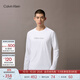 Calvin KleinJeans25秋季新款男士休閑通勤ck字母印花圓領(lǐng)打底衫長(zhǎng)袖T恤上衣 YAF-月光白 M