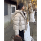 NYIG設(shè)計(jì)感龜背泡芙小個(gè)子羽絨服女裝冬季新款寬松連帽加厚面包服 米白色 S （90-110斤）