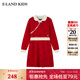 E·LAND KIDS衣戀女童連衣裙25年春季新品娃娃領(lǐng)花朵提花盤扣 Red紅色/20 140