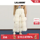 LALABOBO【商場(chǎng)同款】LALABOBO半裙25年秋新原創(chuàng  )巨好看荷葉邊網(wǎng)紗中長(cháng)裙子 本白 M
