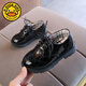 G.duck2024新款兒童皮鞋學(xué)生表演鞋系帶時(shí)尚女童漆皮單皮鞋童鞋男童皮鞋 黑色 35