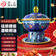 郭一元新景泰藍琺瑯雙耳老北京小火鍋單人酒精環(huán)保油銅火鍋加厚雙人火鍋 藍底百花齊放黃銅內膽1-2人 22cm